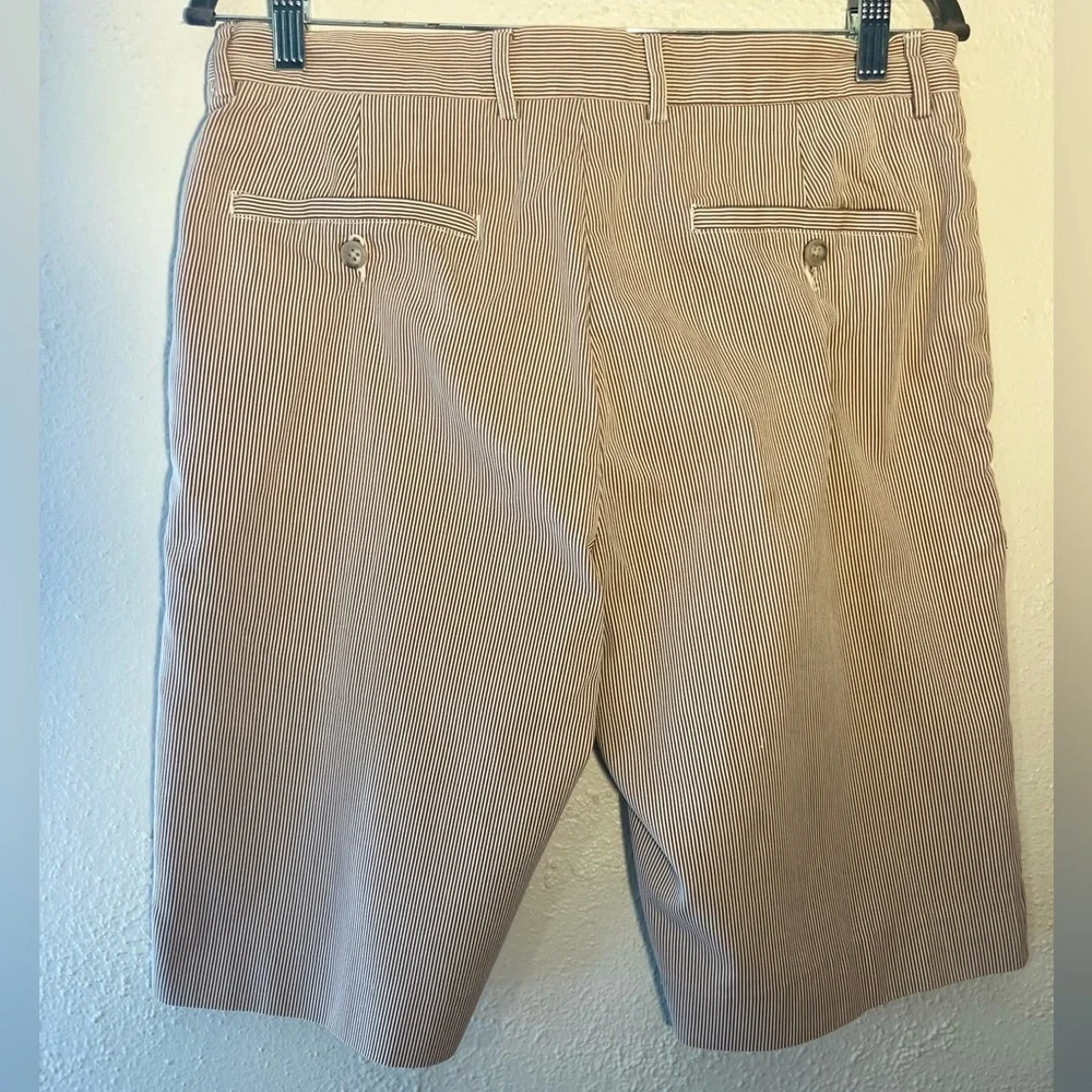 J. CREW MEN'S TAN & WHITE SEERSUCKER SHORTS Cotton Preppy SIZE 32